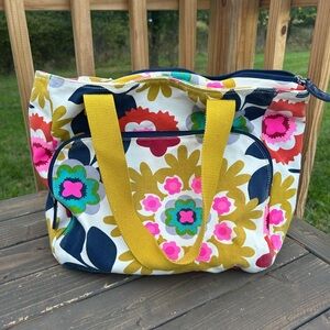 French Bull Floral Canvas Tote Bag Multicolor Zippered Shoulder Purse Target